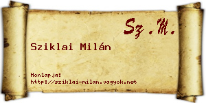 Sziklai Milán névjegykártya