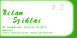 milan sziklai business card